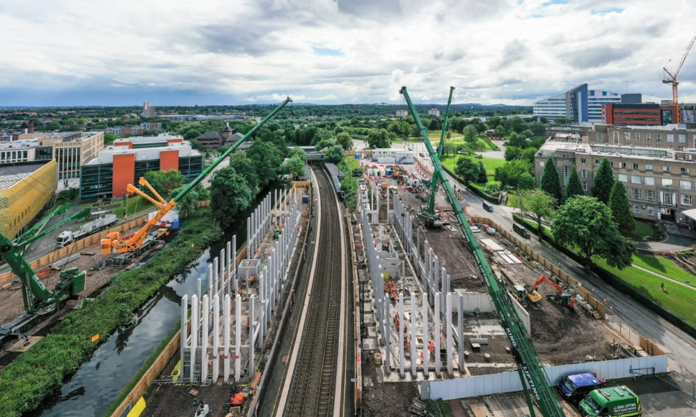 University Station Birmingham installation of a new canal bridge 